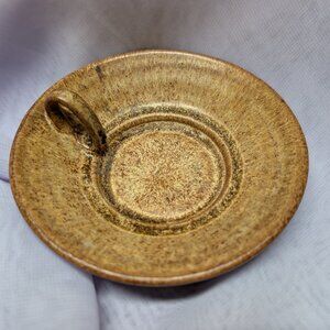 Vintage Pottery Candle Holder with Finger Loop for 2” Pillar Candle